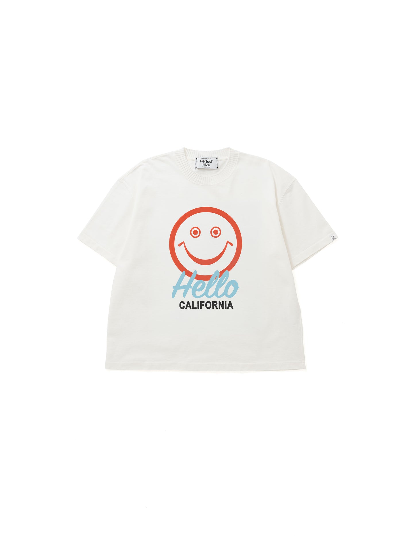 【Perfect ribs®︎×A LOVE MOVEMENT】Helllo CALFOLNIA / Basic Short Sleeve T Shirts / White(ベーシックショートスリーブティーシャツ/ホワイト)