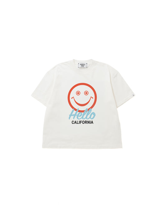 【Perfect ribs®︎×A LOVE MOVEMENT】Helllo CALFOLNIA / Basic Short Sleeve T Shirts / White(ベーシックショートスリーブティーシャツ/ホワイト)