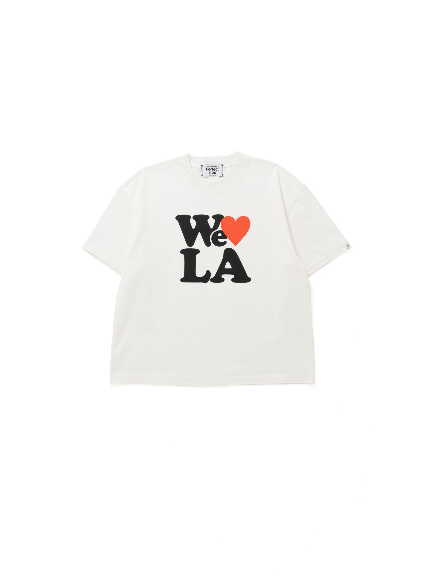 【Perfect ribs®︎×A LOVE MOVEMENT】W♥ LA / Basic Short Sleeve T Shirts / White(ベーシックショートスリーブティーシャツ/ホワイト)