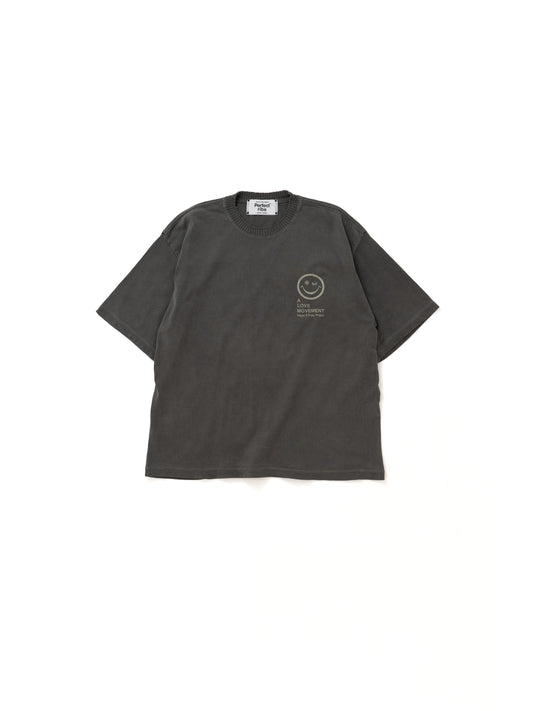 【Perfect ribs®︎×A LOVE MOVEMENT】RELAX LINE / SMILE ALM / Short Sleeve T Shirts / Fade Black(ショートスリーブティーシャツ/フェードブラック)