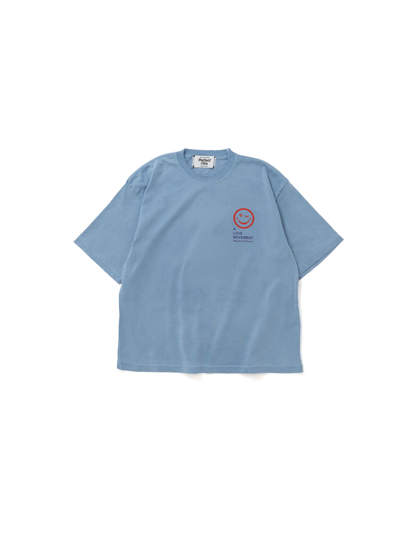 【Perfect ribs®︎×A LOVE MOVEMENT】RELAX LINE / SMILE ALM / Short Sleeve T Shirts / Fade Blue(ショートスリーブティーシャツ/フェードブルー)