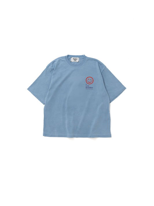 【Perfect ribs®︎×A LOVE MOVEMENT】RELAX LINE / SMILE ALM / Short Sleeve T Shirts / Fade Blue(ショートスリーブティーシャツ/フェードブルー)