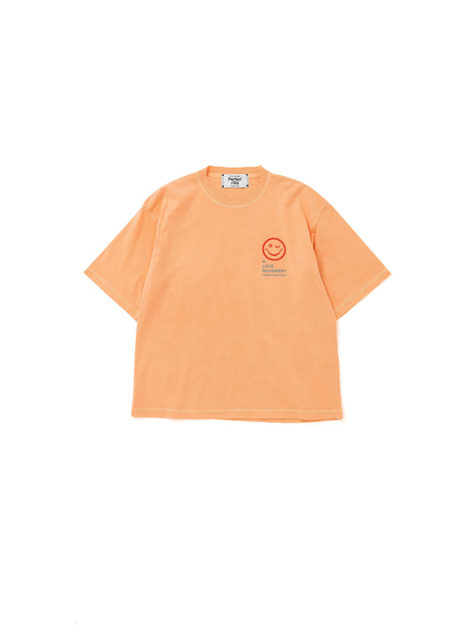 【Perfect ribs®︎×A LOVE MOVEMENT】RELAX LINE / SMILE ALM / Short Sleeve T Shirts / Fade Orange(ショートスリーブティーシャツ/フェードオレンジ)