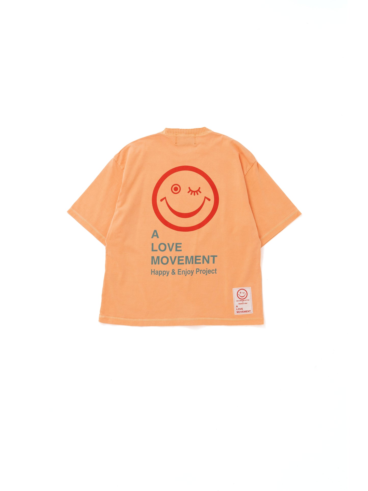 【Perfect ribs®︎×A LOVE MOVEMENT】RELAX LINE / SMILE ALM / Short Sleeve T Shirts / Fade Orange(ショートスリーブティーシャツ/フェードオレンジ)