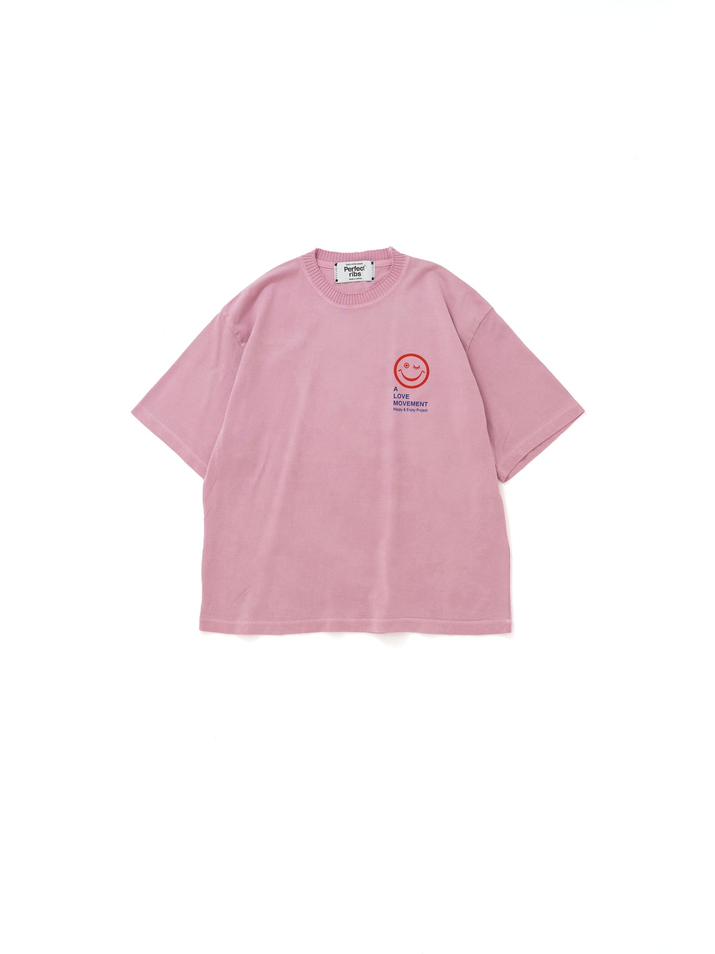 【Perfect ribs®︎×A LOVE MOVEMENT】RELAX LINE / SMILE ALM / Short Sleeve T Shirts / Fade Pink(ショートスリーブティーシャツ/フェードピンク)