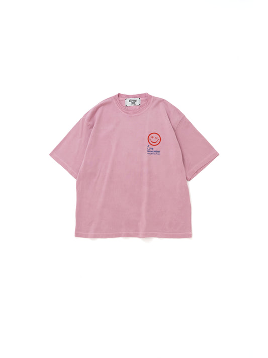 【Perfect ribs®︎×A LOVE MOVEMENT】RELAX LINE / SMILE ALM / Short Sleeve T Shirts / Fade Pink(ショートスリーブティーシャツ/フェードピンク)