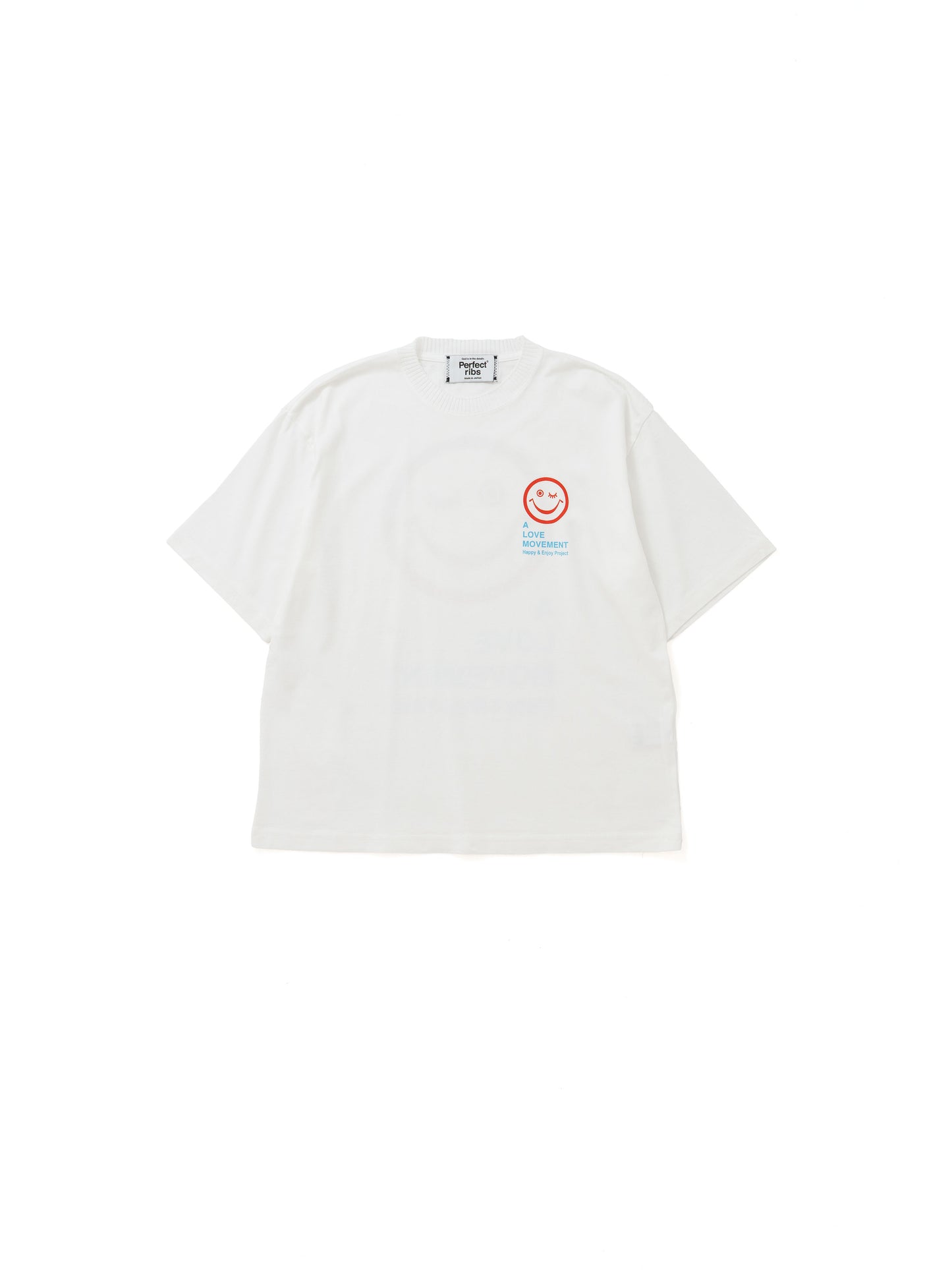 【Perfect ribs®︎×A LOVE MOVEMENT】RELAX LINE / SMILE ALM / Short Sleeve T Shirts / White(ショートスリーブティーシャツ/ホワイト)