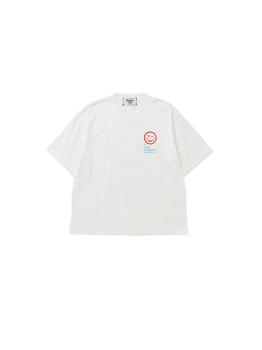 【Perfect ribs®︎×A LOVE MOVEMENT】RELAX LINE / SMILE ALM / Short Sleeve T Shirts / White(ショートスリーブティーシャツ/ホワイト)