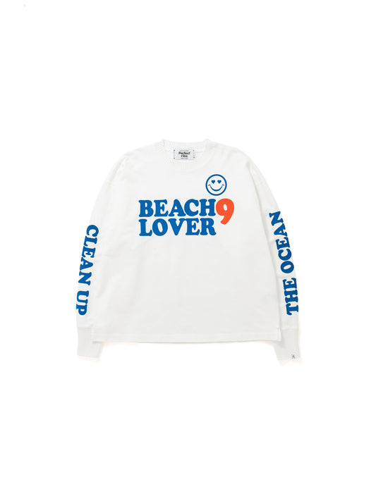 【Perfect ribs®︎×A LOVE MOVEMENT】BEACH 9 / Basic Long Sleeve T Shirts / White(ベーシックロングスリーブティーシャツ/ホワイト)