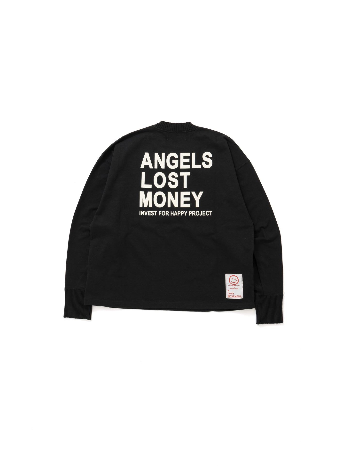 【Perfect ribs®︎×A LOVE MOVEMENT】ANGELS LOST MONEY / Basic Long Sleeve T Shirts / Black(ベーシックロングスリーブティーシャツ/ブラック)