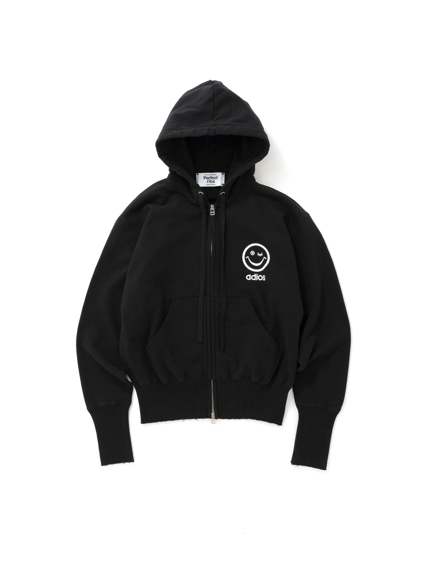 【Perfect ribs®︎×A LOVE MOVEMENT】Smile adios / ADIOS SENORITA Zip Hoodie / Black(ジップフーディー/ブラック)