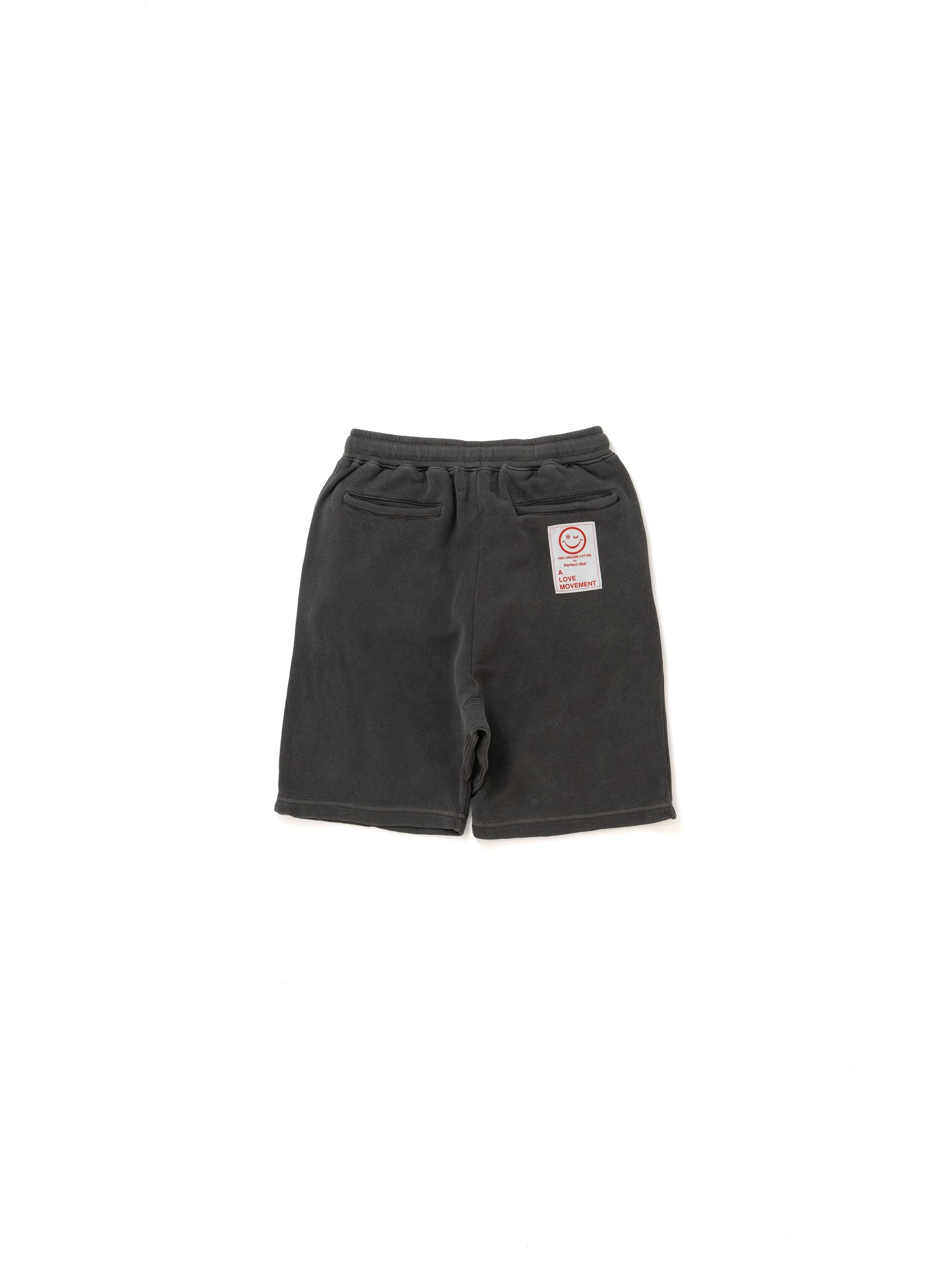 【Perfect ribs®︎×A LOVE MOVEMENT】RELAX LINE / SMILE ALM / Sweat Short Pants / Fade Black(スウェットショートパンツ/フェードブラック)