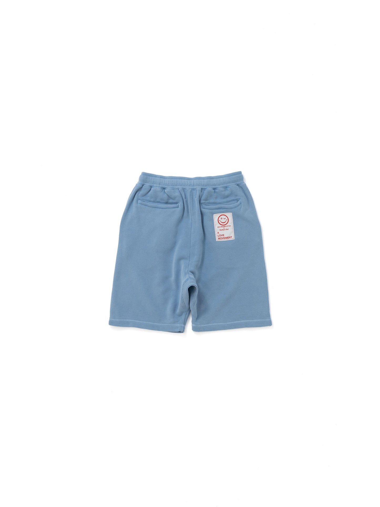 【Perfect ribs®︎×A LOVE MOVEMENT】RELAX LINE / SMILE ALM / Sweat Short Pants / Fade Blue(スウェットショートパンツ/フェードブルー)