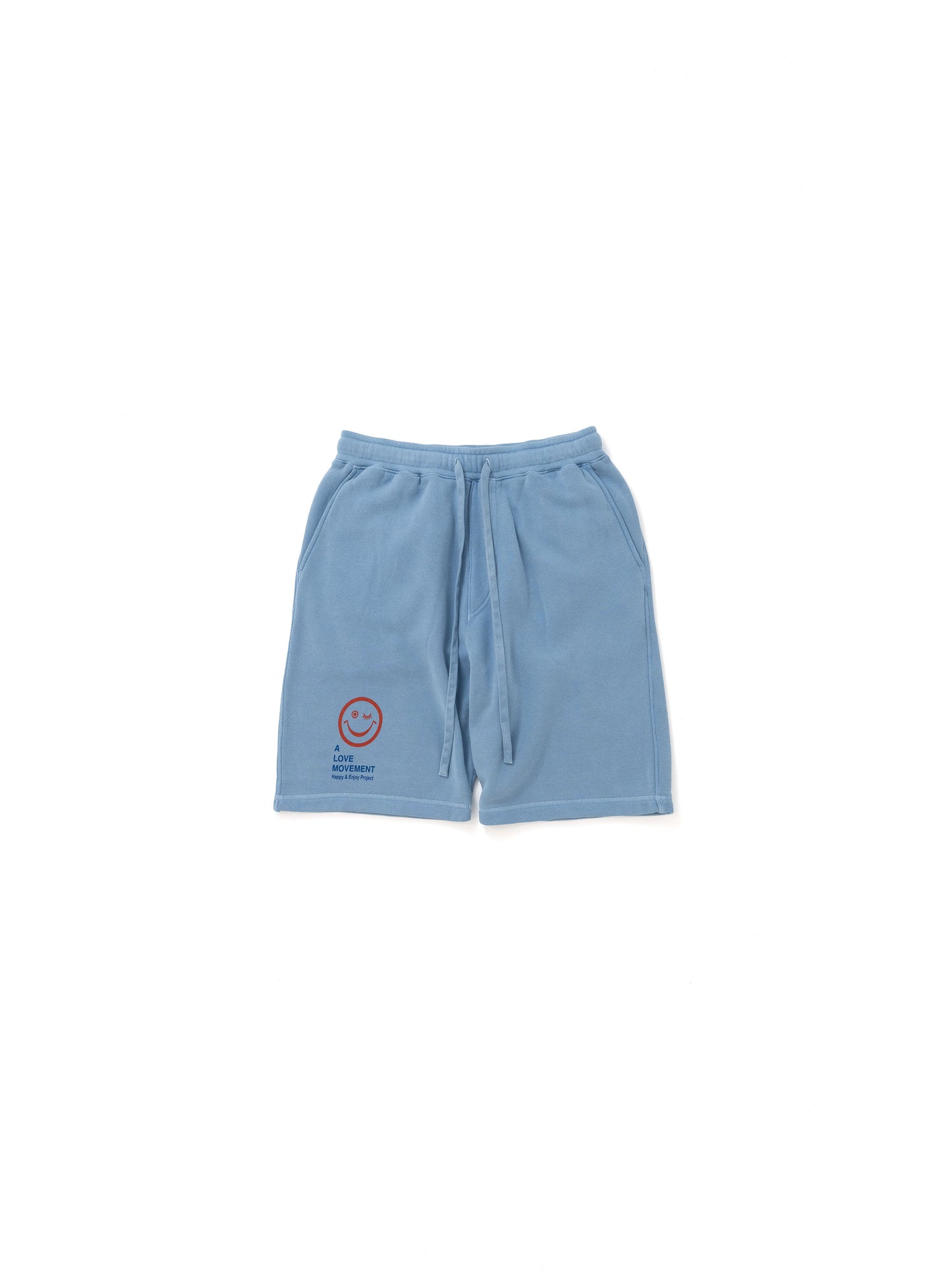 【Perfect ribs®︎×A LOVE MOVEMENT】RELAX LINE / SMILE ALM / Sweat Short Pants / Fade Blue(スウェットショートパンツ/フェードブルー)