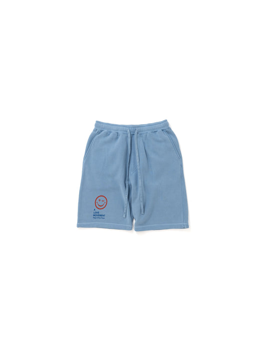 【Perfect ribs®︎×A LOVE MOVEMENT】SMAILE ALM / Sweat Short Pants / Fade Blue(スウェットショートパンツ/フェードブルー)