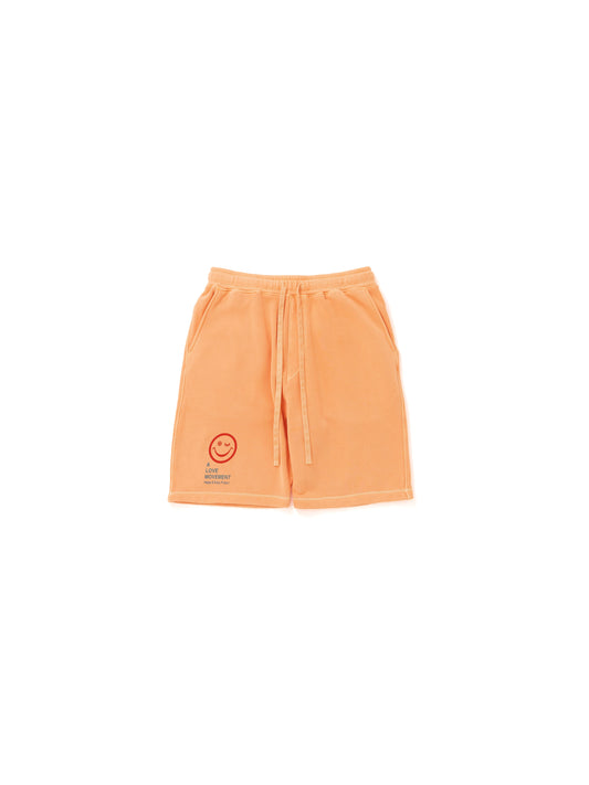 【Perfect ribs®︎×A LOVE MOVEMENT】SMAILE ALM / Sweat Short Pants / Fade Orange(スウェットショートパンツ/フェードオレンジ)