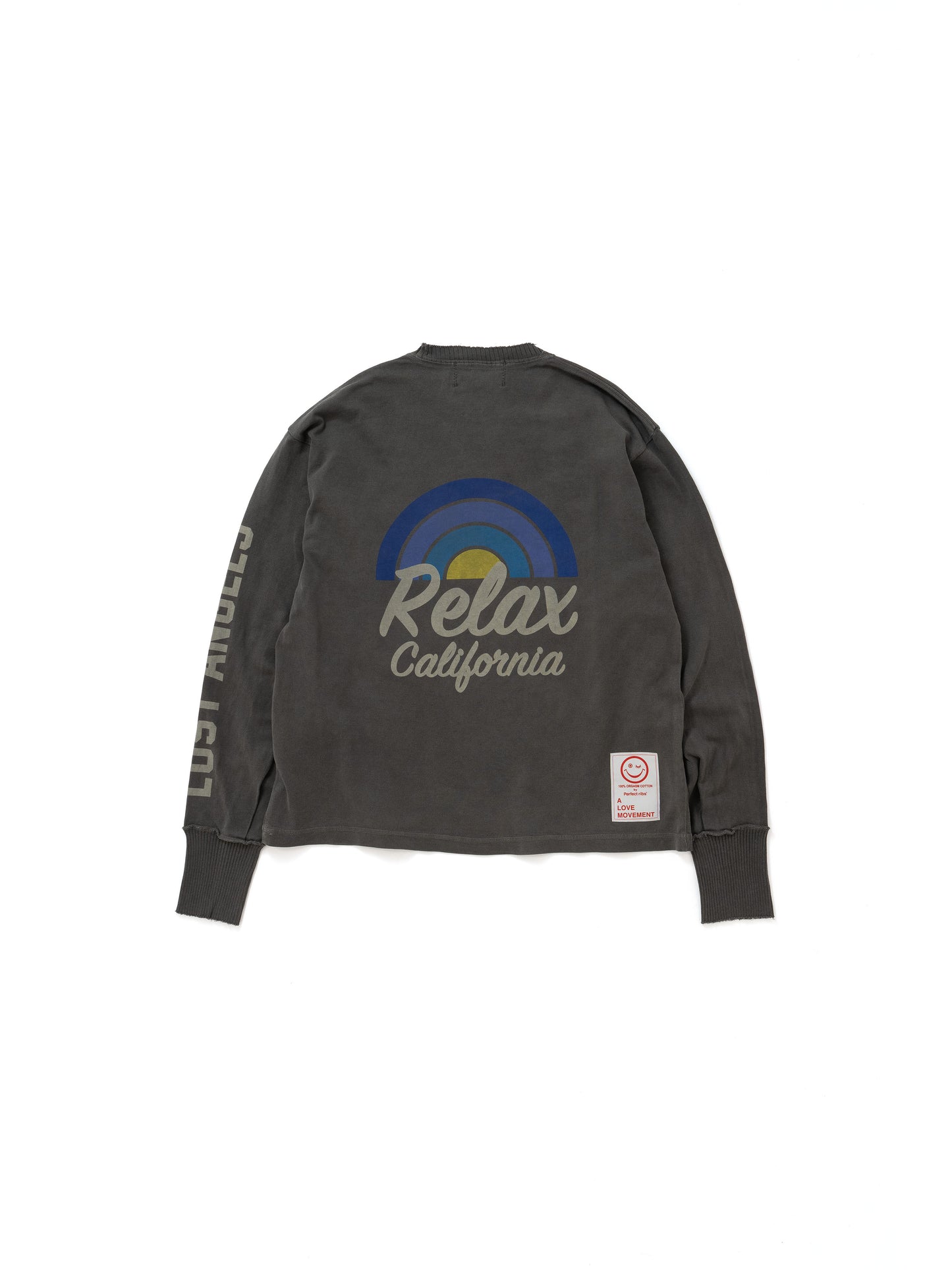 【Perfect ribs®︎×A LOVE MOVEMENT】RELAX LINE / Relax CALFOLNIA / Long Sleeve T Shirts / Fade Black(ロングスリーブティーシャツ/フェードブラック)