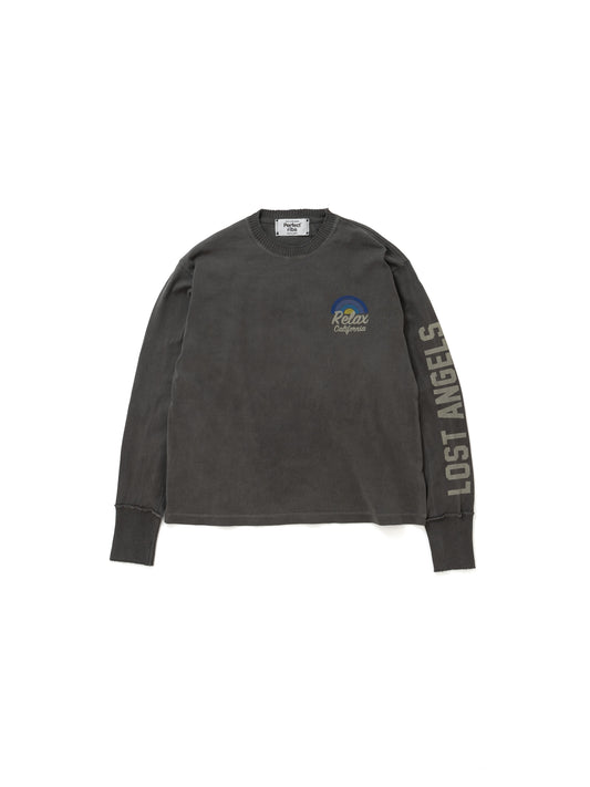 【Perfect ribs®︎×A LOVE MOVEMENT】RELAX LINE / Relax CALFOLNIA / Long Sleeve T Shirts / Fade Black(ロングスリーブティーシャツ/フェードブラック)