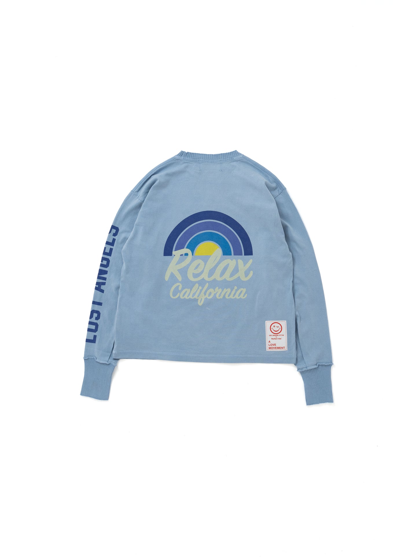 【Perfect ribs®︎×A LOVE MOVEMENT】RELAX LINE / Relax CALFOLNIA / Long Sleeve T Shirts / Fade Blue(ロングスリーブティーシャツ/フェードブルー)