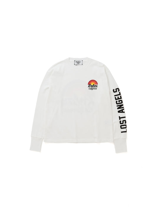 【Perfect ribs®︎×A LOVE MOVEMENT】RELAX LINE / Relax CALFOLNIA / Long Sleeve T Shirts / White(ロングスリーブティーシャツ/ホワイト)