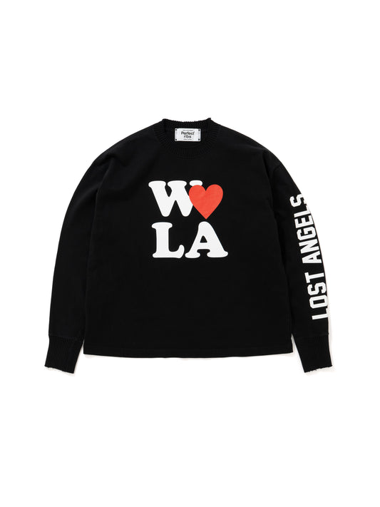 【Perfect ribs®︎×A LOVE MOVEMENT】W ♥ LA Long Sleeve T Shirts / Black(ロングスリーブ ティーシャツ/ブラック