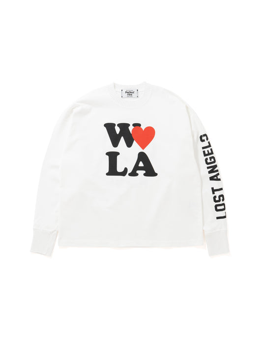 【Perfect ribs®︎×A LOVE MOVEMENT】W ♥ LA Long Sleeve T Shirts / White(ロングスリーブ ティーシャツ/ホワイト)