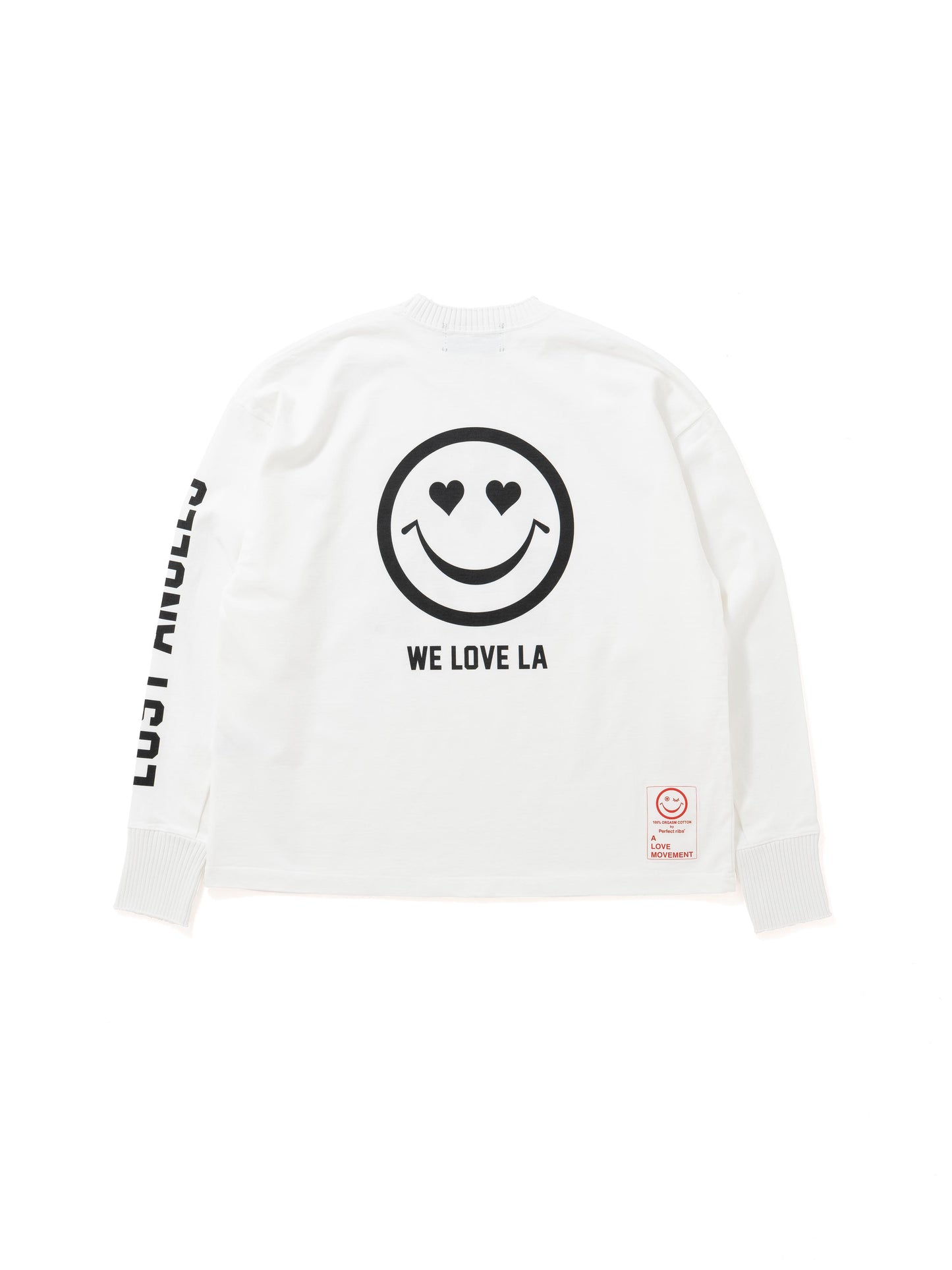 【Perfect ribs®︎×A LOVE MOVEMENT】W ♥ LA Long Sleeve T Shirts / White(ロングスリーブ ティーシャツ/ホワイト)