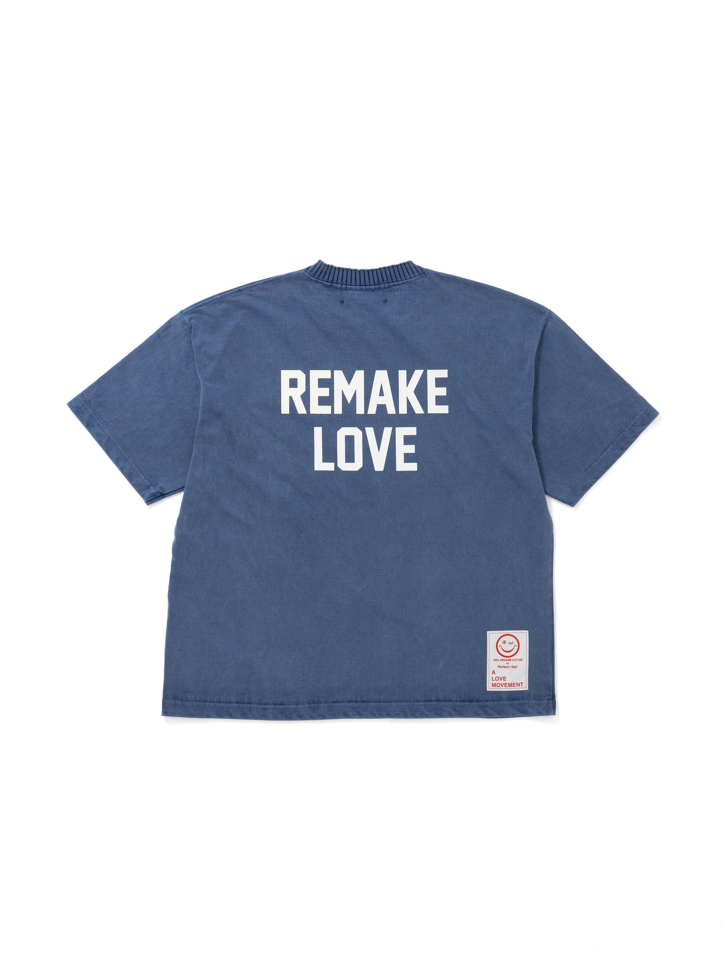 【Perfect ribs®︎×A LOVE MOVEMENT】LOVE RECYCLE Short Sleeve T Shirts / Fade Navy(ショートスリーブ ティーシャツ/フェードネイビー)