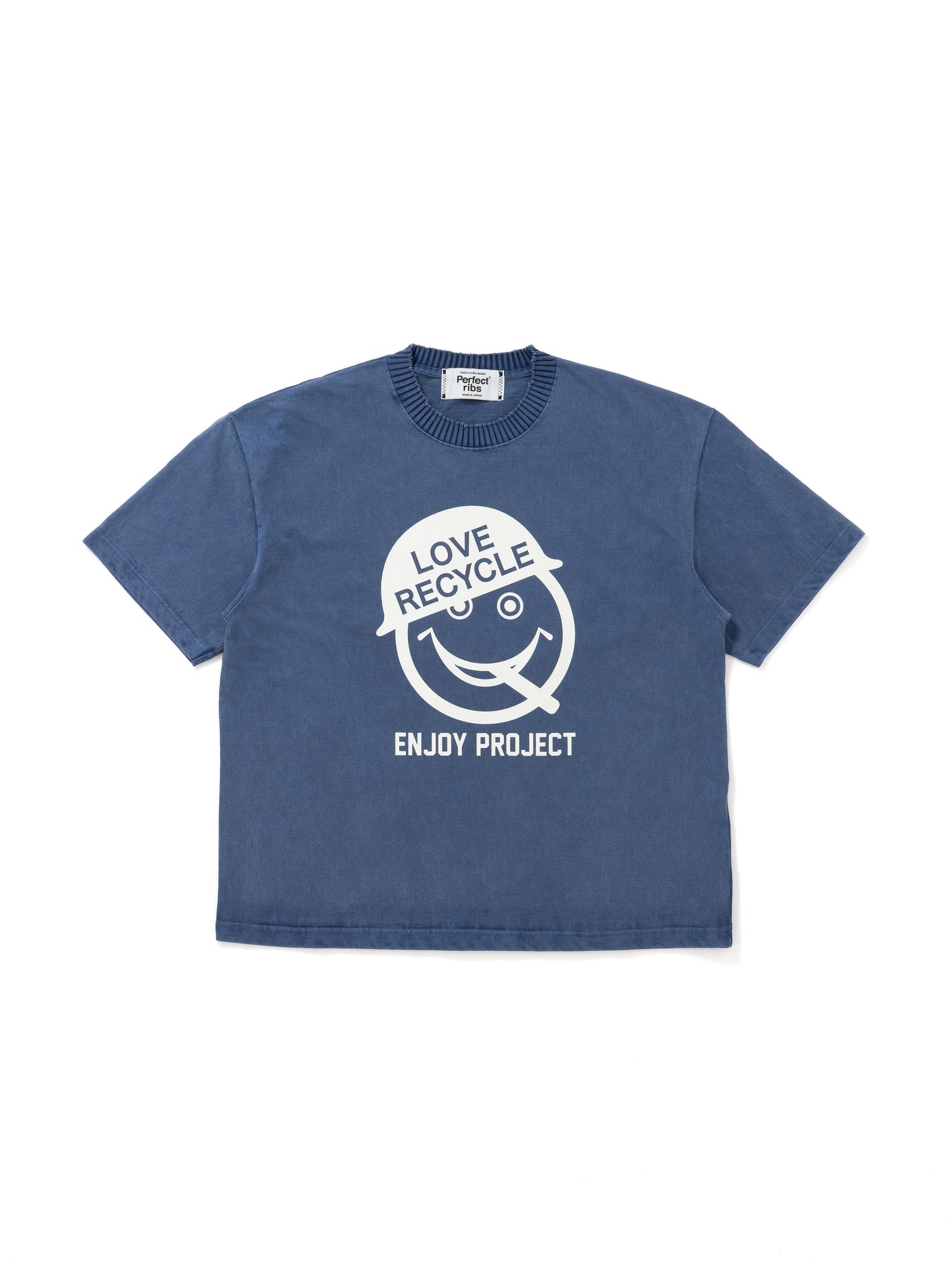 【Perfect ribs®︎×A LOVE MOVEMENT】LOVE RECYCLE Short Sleeve T Shirts / Fade Navy(ショートスリーブ ティーシャツ/フェードネイビー)