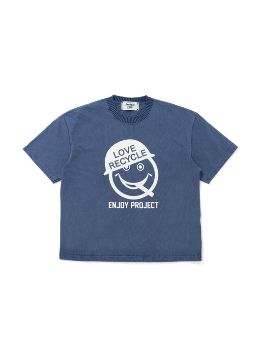 【Perfect ribs®︎×A LOVE MOVEMENT】LOVE RECYCLE Short Sleeve T Shirts / Fade Navy(ショートスリーブ ティーシャツ/フェードネイビー)