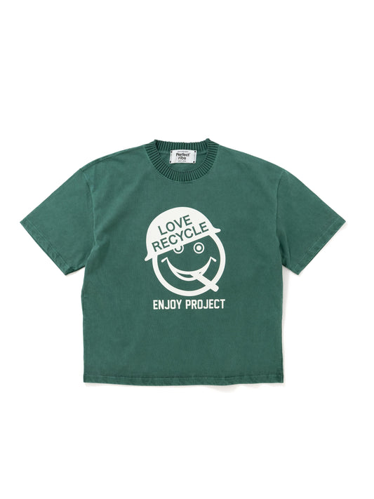 【Perfect ribs®︎×A LOVE MOVEMENT】LOVE RECYCLE Short Sleeve T Shirts / Fade Green(ショートスリーブ ティーシャツ/フェードグリーン)