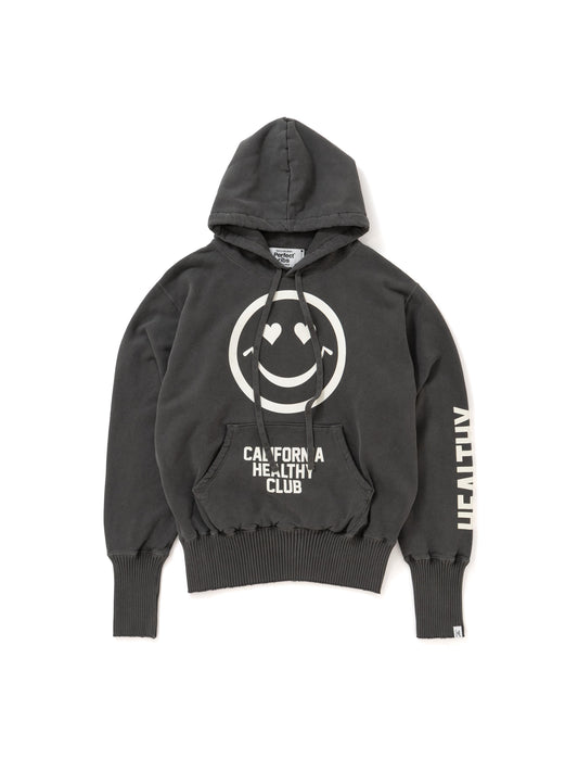 【Perfect ribs®︎×A LOVE MOVEMENT】CALIFORNIA HEALTHY CLUB Basic Hoodie / Fade Black(ベーシック フーディー/フェードブラック)