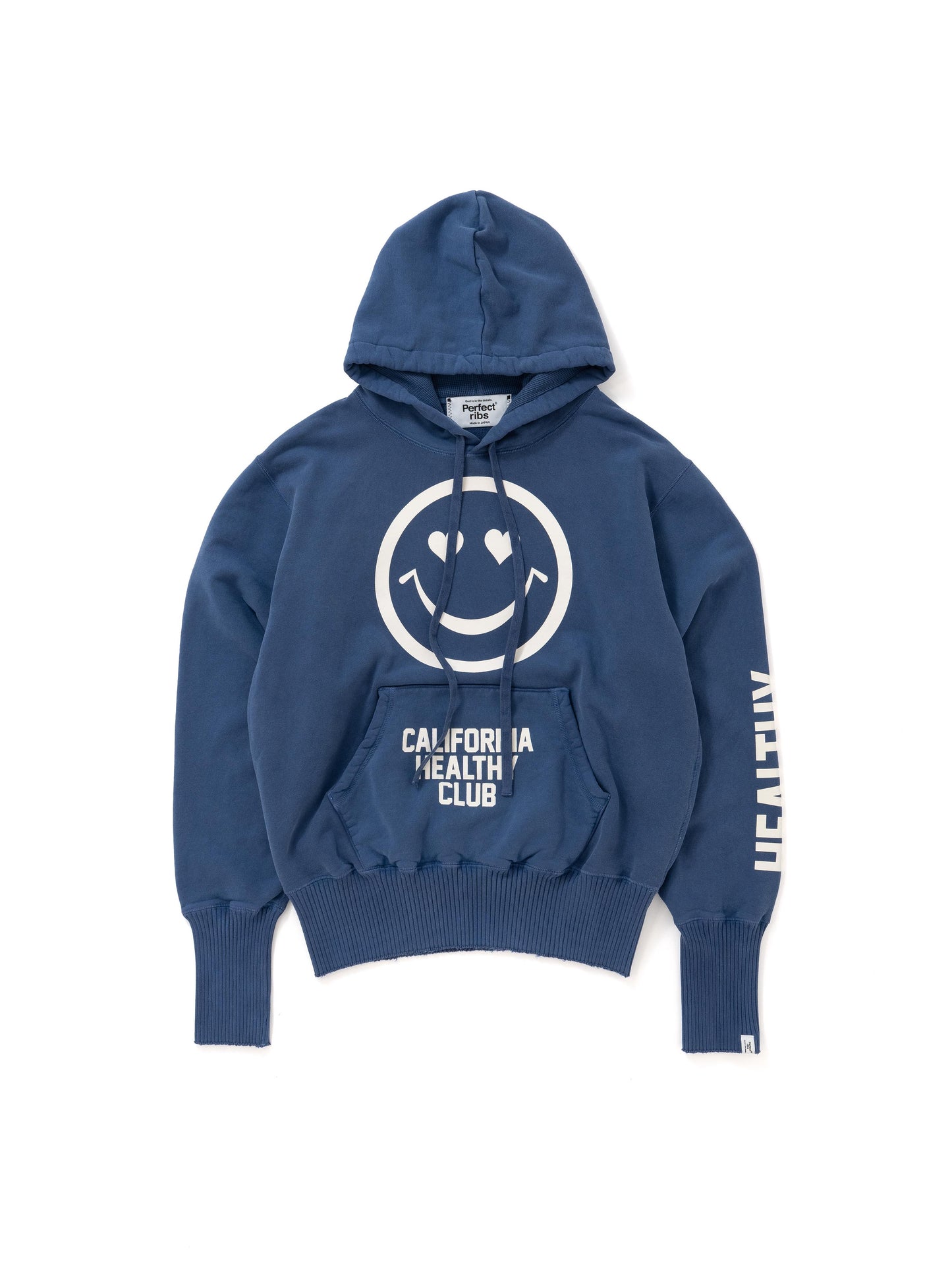 【Perfect ribs®︎×A LOVE MOVEMENT】CALIFORNIA HEALTHY CLUB Basic Hoodie / Fade Navy(ベーシック フーディー/フェードネイビー)