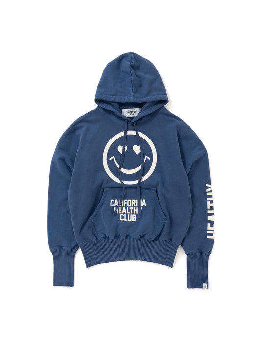 【Perfect ribs®︎×A LOVE MOVEMENT】CALIFORNIA HEALTHY CLUB Basic Hoodie / Fade Navy(ベーシック フーディー/フェードネイビー)
