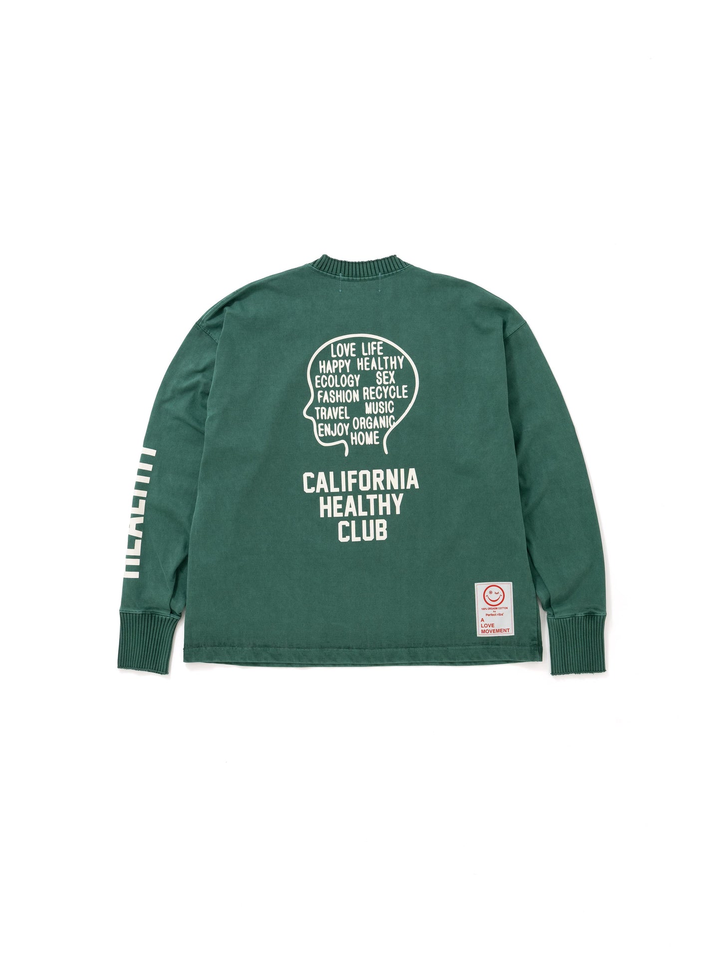 【Perfect ribs®︎×A LOVE MOVEMENT】CALIFORNIA HEALTHY CLUB Long Sleeve T Shirts / Fade Green(ロングスリーブ ティーシャツ/フェードグリーン)