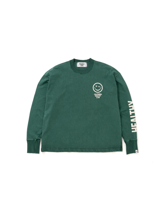 【Perfect ribs®︎×A LOVE MOVEMENT】CALIFORNIA HEALTHY CLUB Long Sleeve T Shirts / Fade Green(ロングスリーブ ティーシャツ/フェードグリーン)