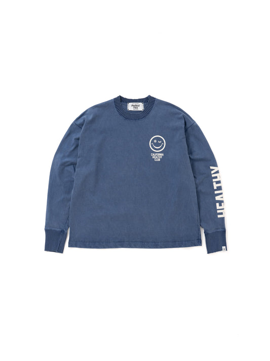 【Perfect ribs®︎×A LOVE MOVEMENT】CALIFORNIA HEALTHY CLUB Long Sleeve T Shirts / Fade Navy(ロングスリーブ ティーシャツ/フェードネイビー)