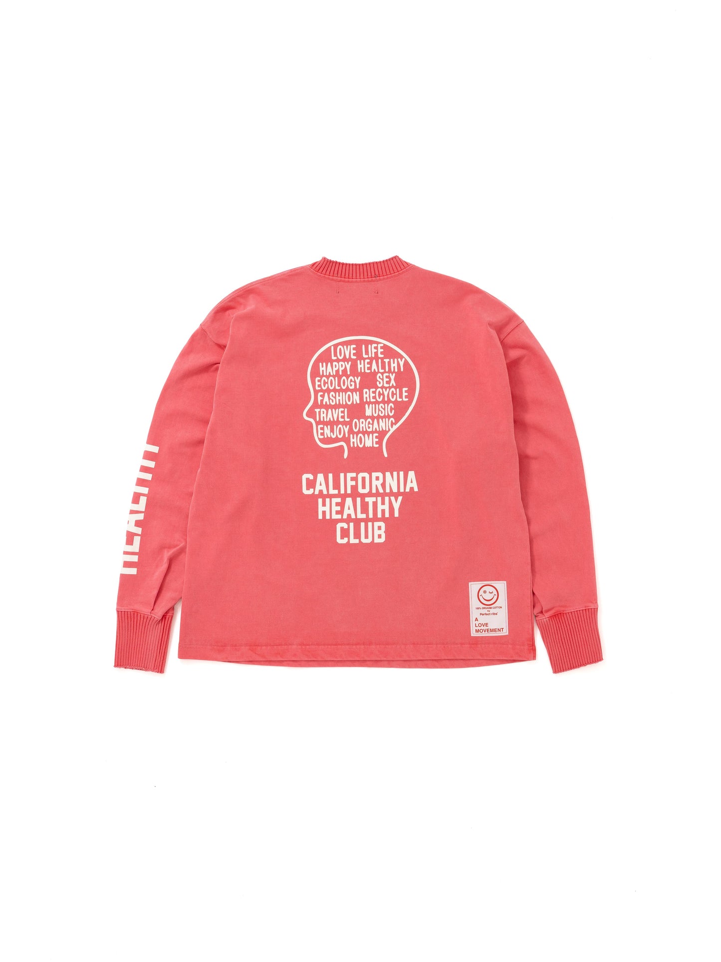 【Perfect ribs®︎×A LOVE MOVEMENT】CALIFORNIA HEALTHY CLUB Long Sleeve T Shirts / Fade Red(ロングスリーブ ティーシャツ/フェードレッド)