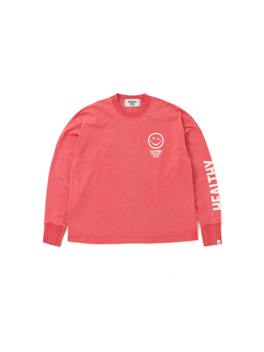 【Perfect ribs®︎×A LOVE MOVEMENT】CALIFORNIA HEALTHY CLUB Long Sleeve T Shirts / Fade Red(ロングスリーブ ティーシャツ/フェードレッド)