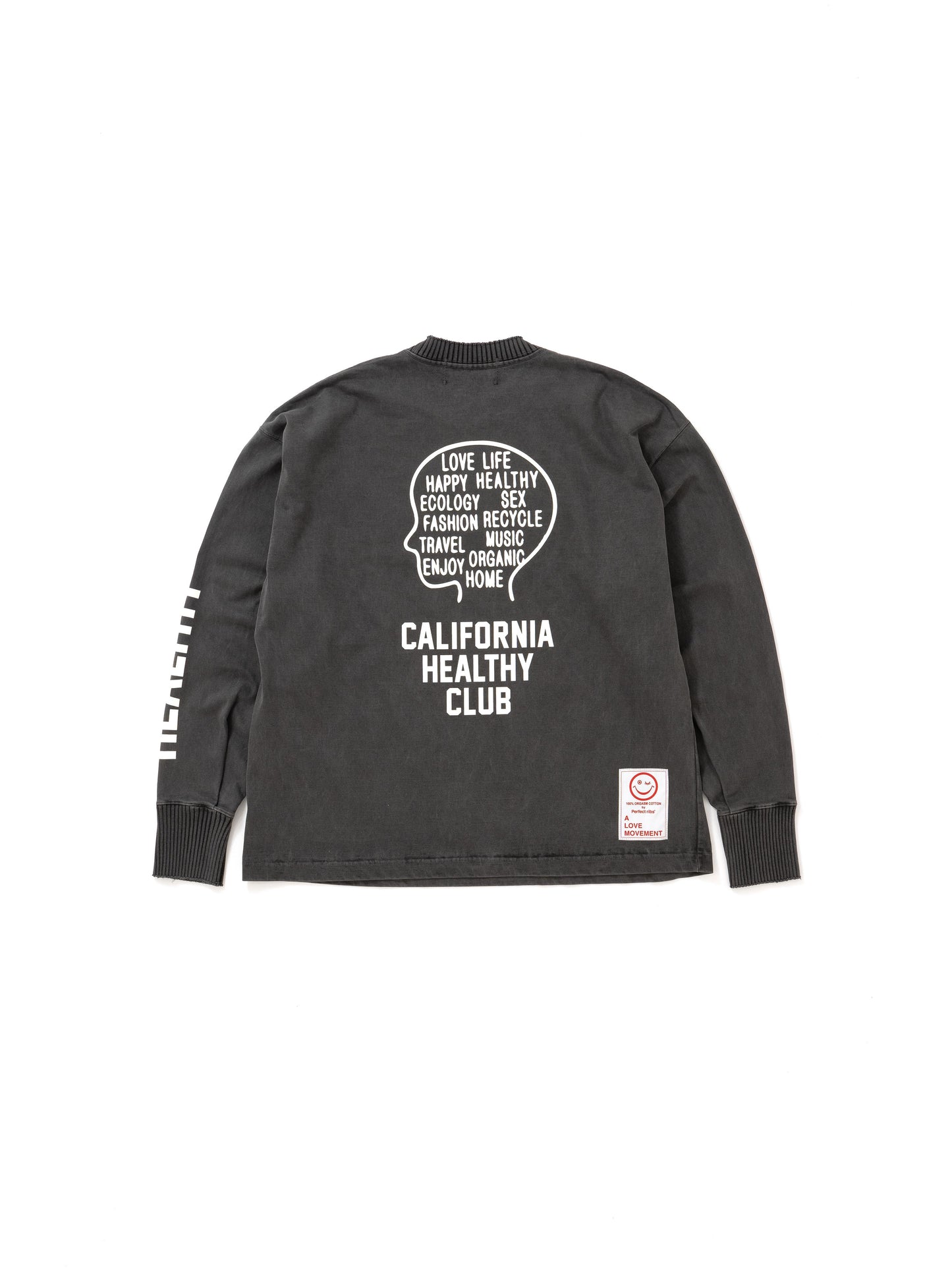 【Perfect ribs®︎×A LOVE MOVEMENT】CALIFORNIA HEALTHY CLUB Long Sleeve T Shirts / Fade Black(ロングスリーブ ティーシャツ/フェードブラック)