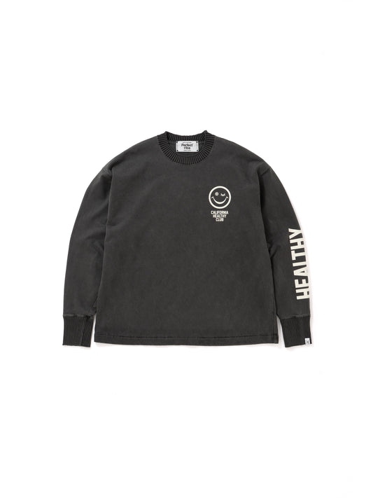 【Perfect ribs®︎×A LOVE MOVEMENT】CALIFORNIA HEALTHY CLUB Long Sleeve T Shirts / Fade Black(ロングスリーブ ティーシャツ/フェードブラック)