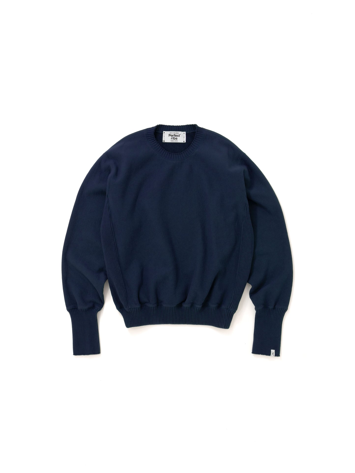 Basic Side Rib Crew Neck Sweat Shirts / Navy(ベーシックサイドリブ クルーネックスウェットシャツ/ネイビー)