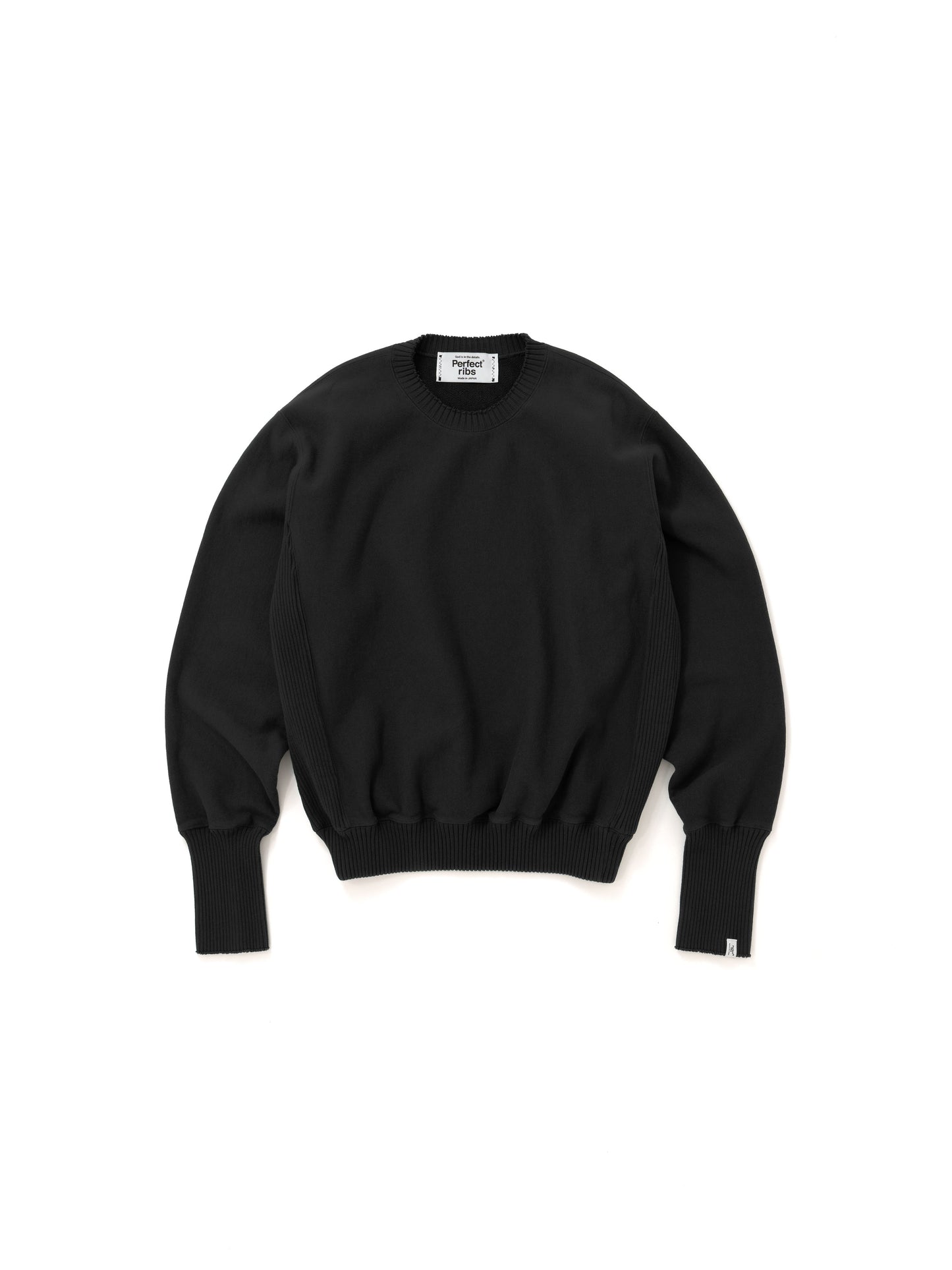Basic Side Rib Crew Neck Sweat Shirts / Black(ベーシックサイドリブ クルーネックスウェットシャツ/ブラック)