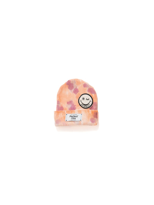 【Perfect ribs®︎×A LOVE MOVEMENT】PATCH Rib Beanie Cap (Tie dye) / Orange(パッチビーニーキャップ/オレンジ)