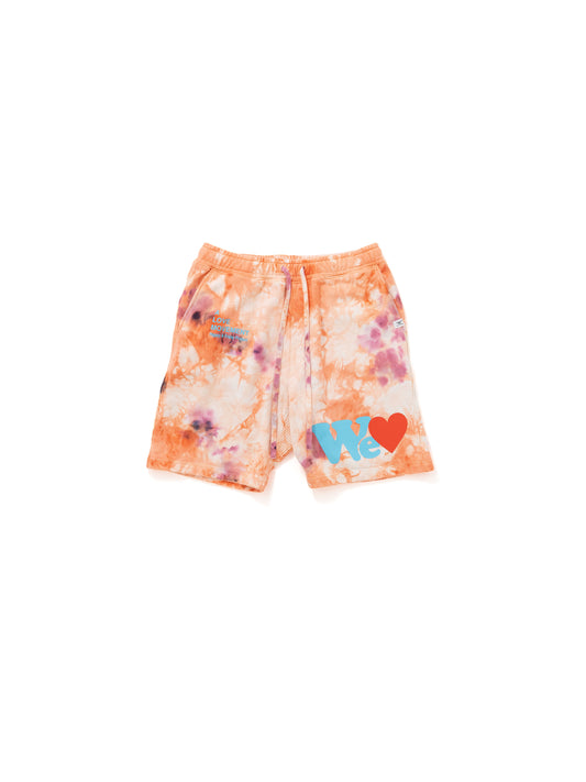 【Perfect ribs®︎×A LOVE MOVEMENT】"W♥ LA" Basic Sweat Short Pants (Tie dye) / Orange(ベーシックスウェットショートパンツ/オレンジ)