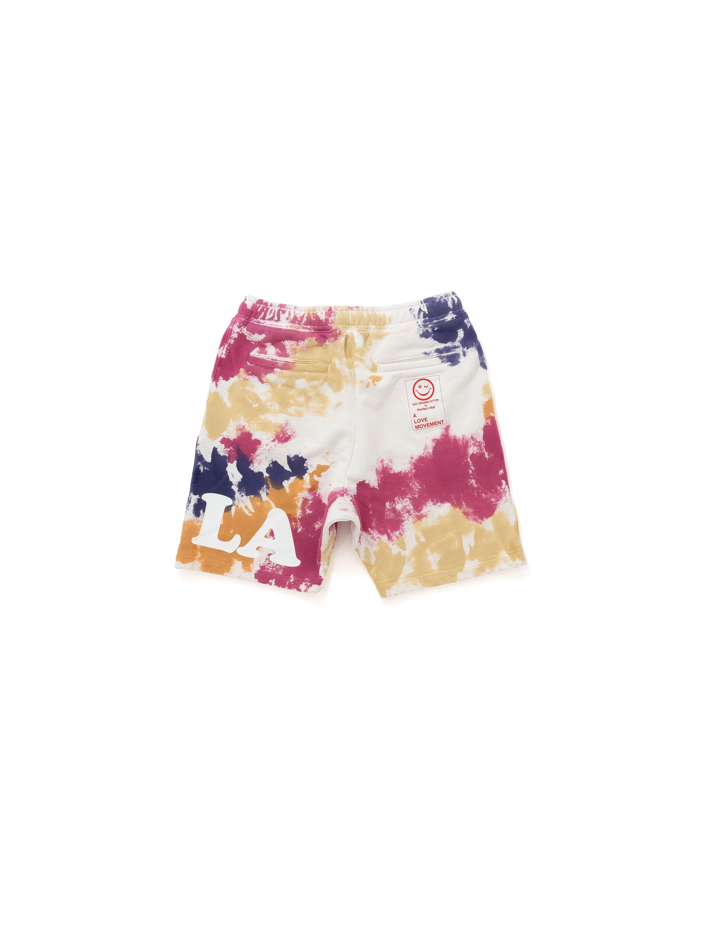 【Perfect ribs®︎×A LOVE MOVEMENT】"W♥ LA" Basic Sweat Short Pants (Tie dye) / Multi(ベーシックスウェットショートパンツ/マルチ)