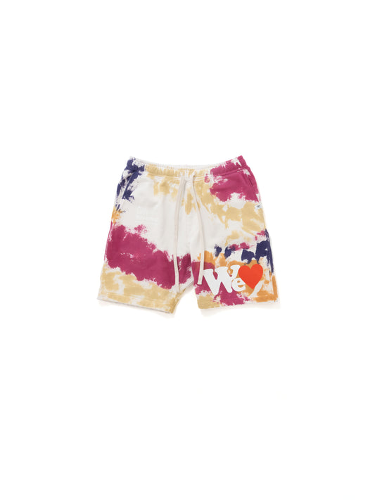 【Perfect ribs®︎×A LOVE MOVEMENT】"W♥ LA" Basic Sweat Short Pants (Tie dye) / Multi(ベーシックスウェットショートパンツ/マルチ)