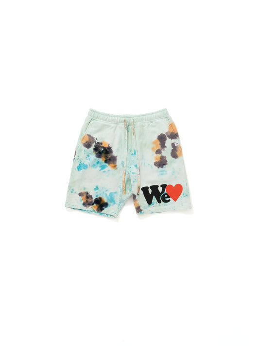 【Perfect ribs®︎×A LOVE MOVEMENT】"W♥ LA" Basic Sweat Short Pants (Tie dye) / Blue(ベーシックスウェットショートパンツ/ブルー)