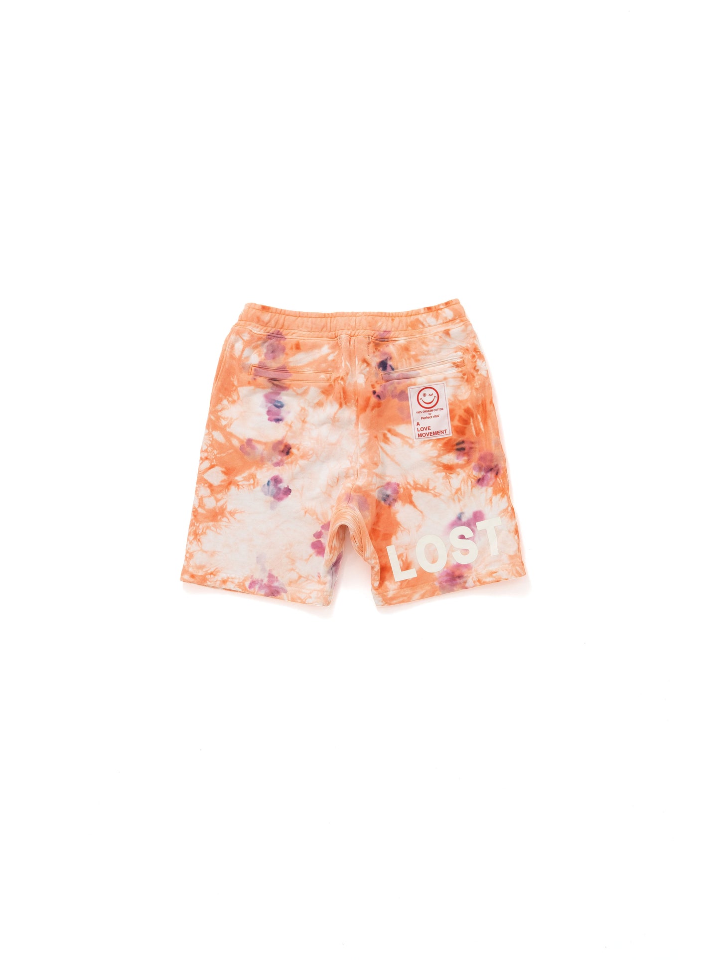 【Perfect ribs®︎×A LOVE MOVEMENT】"LOST ANGELS" Basic Sweat Short Pants (Tie dye) / Orange(ベーシックスウェットショートパンツ/オレンジ)