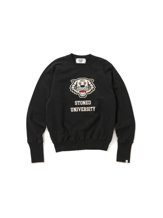 【Perfect ribs®︎×A LOVE MOVEMENT】"Stoned University" Basic Strange Sleeve Crew Neck Sweat Shirts / Black(ベーシック ストロングスリーブ クルーネックスウェットシャツ/ブラック)
